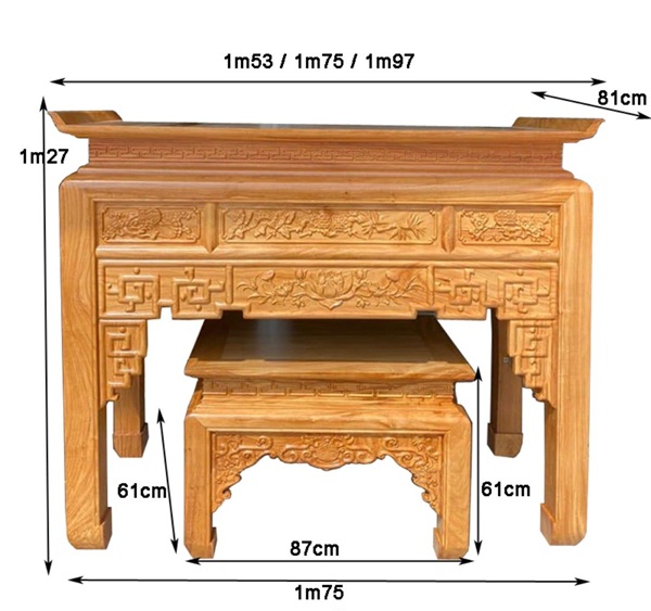bàn thờ gia tiên gỗ gõ đỏ