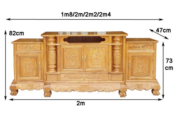 Kệ ti vi gỗ gõ đỏ sang trọng