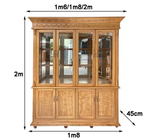 kích thước tủ rượu gỗ gõ đỏ đẹp