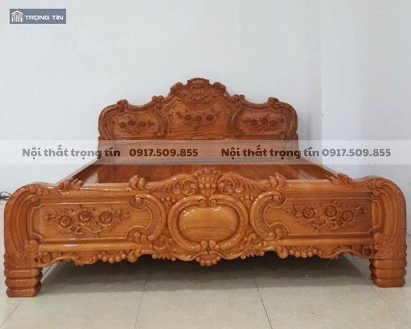 giường gỗ gõ đỏ tân cổ điển