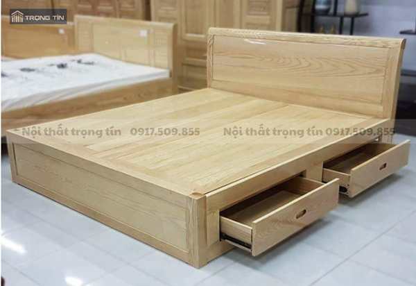 giường gỗ sồi giá rẻ tại nội thấ trọng tín