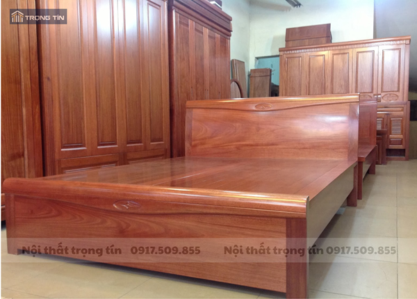 giường gỗ xoan giá rẻ tại nội thấ trọng tín